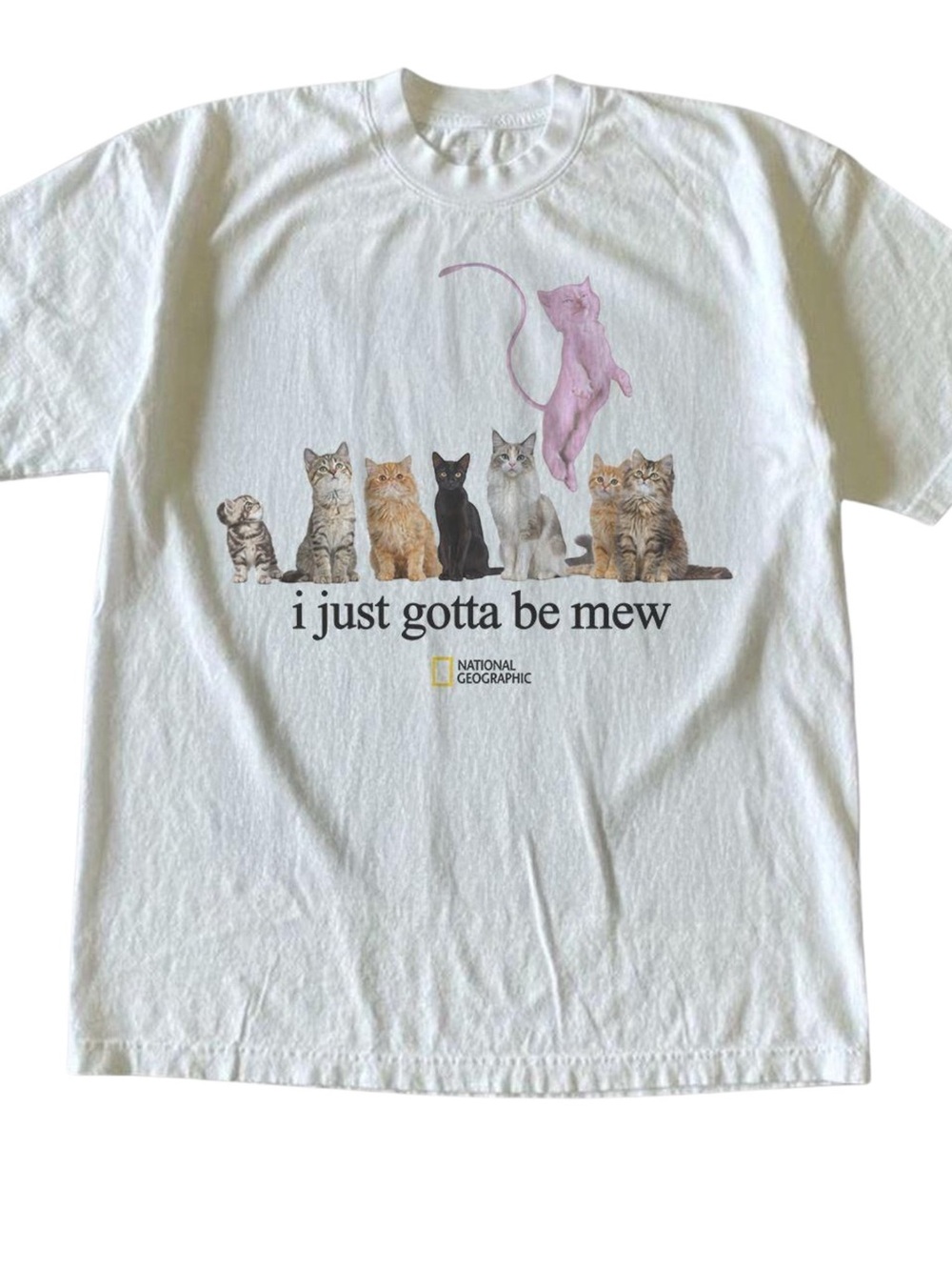 National Geographic White 'I Just Gotta Be Mew' Cat Graphic T-Shirt